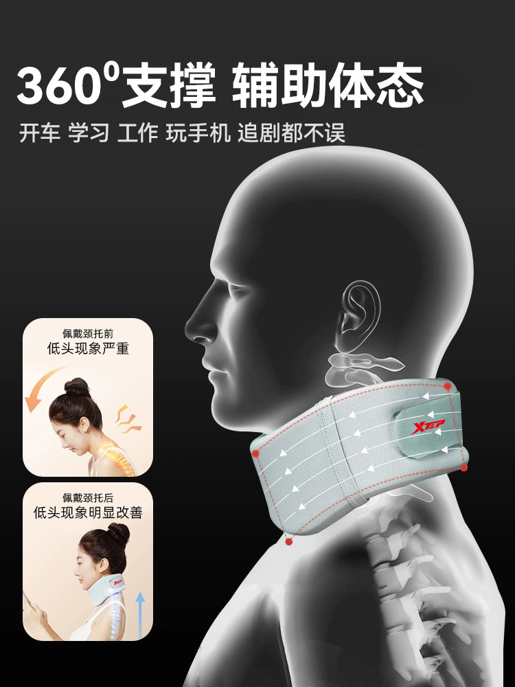 Xtep Neck Brace, Neck Protector, Anti-Forward Head Posture Corrector, Traction and Fixation Device, Office Work Cervical Spine Support