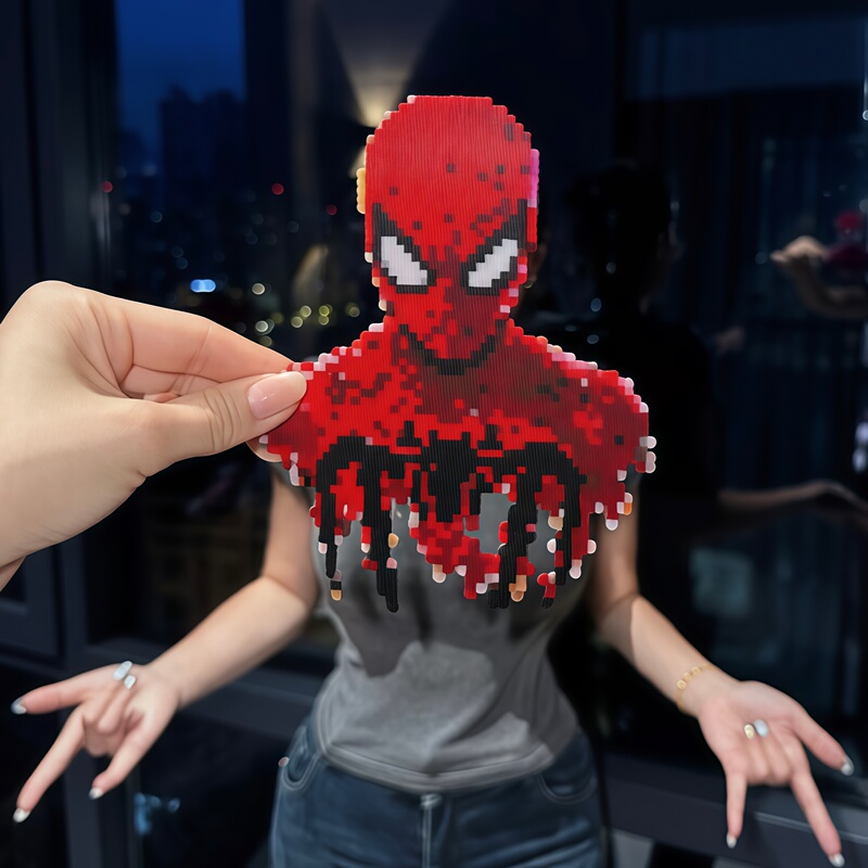 Spider-Man Bean Toy Finished Product for Taking Photos with Face Cover, Parallel Universe Spider-Man Gift for Boyfriend, Cool Photo Props