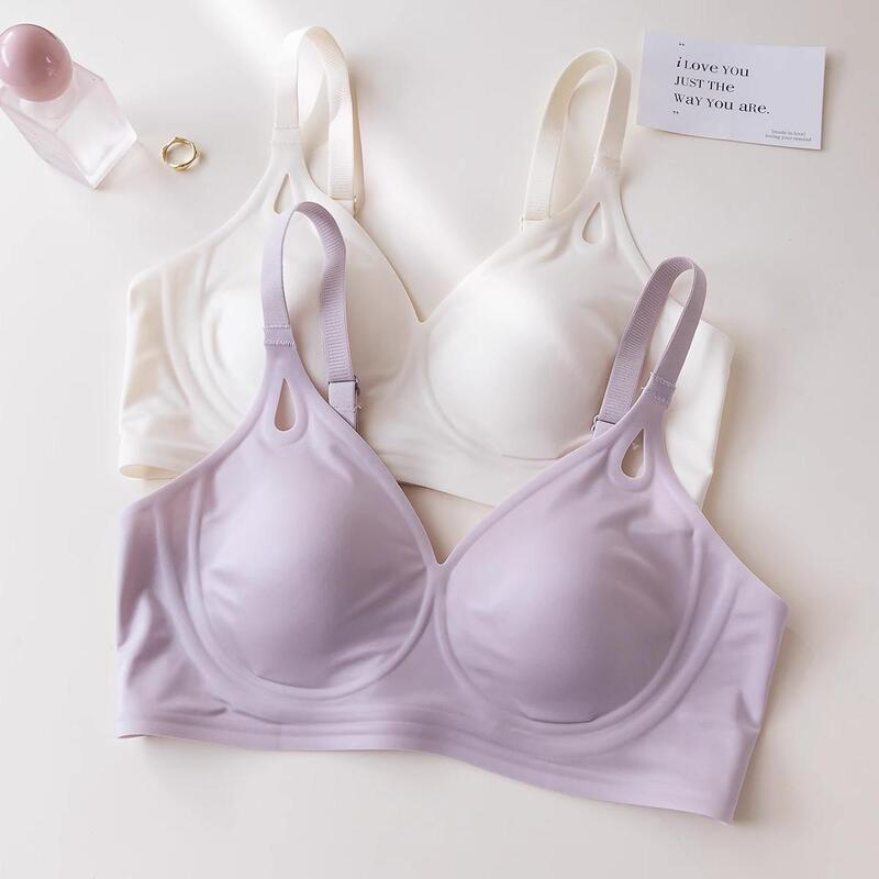 All-Cotton Era Slimming Cooling Bra, Women's Summer Thin Seamless Bra for Large Busts, Anti-Sagging, Jelly Breathable Ice Bra