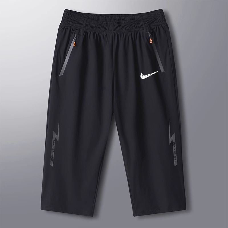 Branded Ice Silk Sweatpants for Boys Summer Thin Breathable Cropped Pants Large Size Casual Loose Quick-Drying Pants