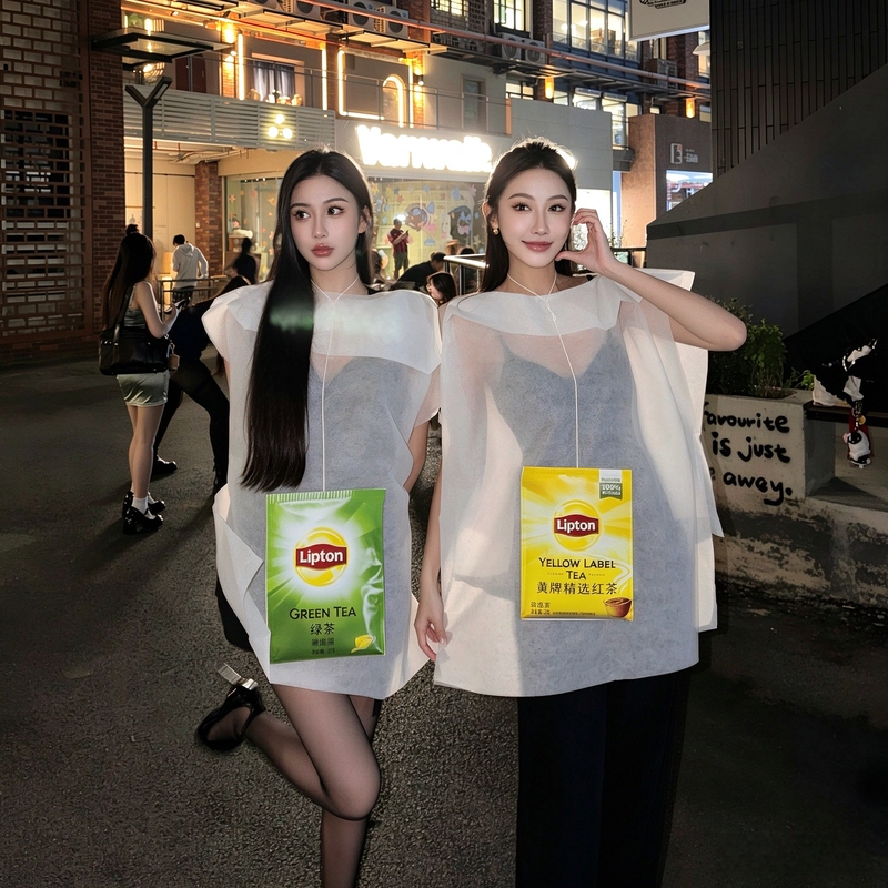 Halloween Costume Tea Bag Outfit Black Tea Green Tea Tea Packaging Dress-Up Party Photo Props Costume