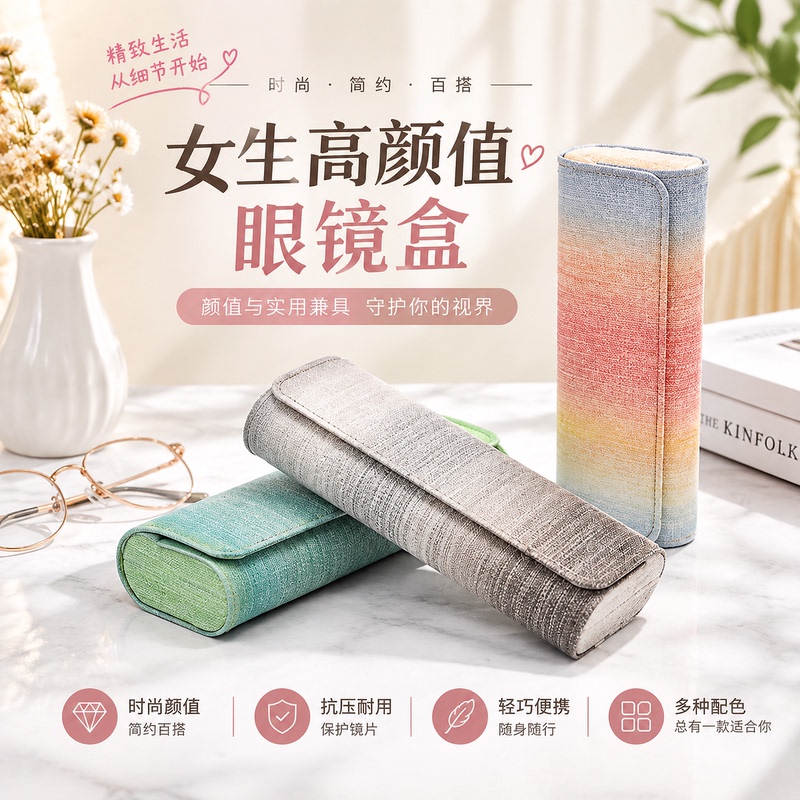 Glasses Case for Women, Stylish and Portable, Pressure-Resistant, 2026 New Model, Student-Friendly, Trendy Rainbow Gradient Color Storage Box Glasses Case for Women, Stylish and Portable, Pressure-Resistant, 2026 New Model, Student-Friendly, Trendy Rainbow Gradient Color Storage Box