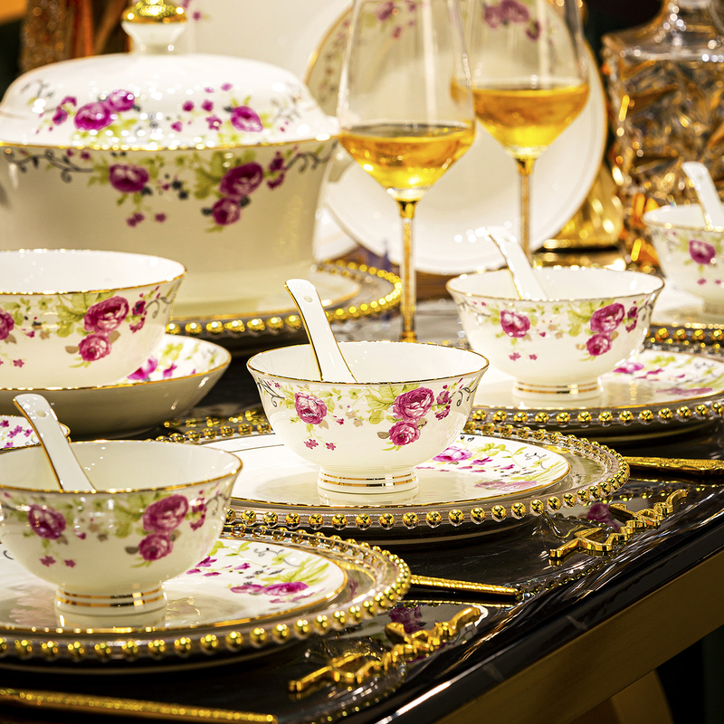 Jingdezhen Ceramic Tableware and Dishware Set, Bowls and Plates for Home Use, Housewarming and Wedding Gifts, High-End Light Luxury New Model Jingdezhen Ceramic Tableware and Dishware Set, Bowls and Plates for Home Use, Housewarming and Wedding Gifts, High-End Light Luxury New Model