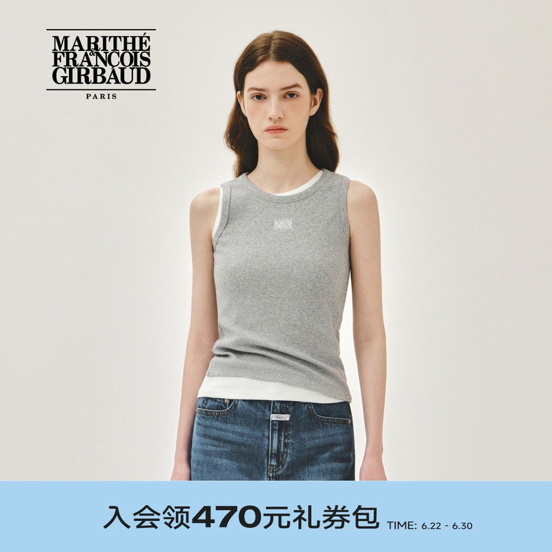 Marithe Women's Ribbon Logo Sleeveless T-Shirt Casual Fashion Print Simple Round Neck Basic Tank Top 2026 Summer Marithe Women's Ribbon Logo Sleeveless T-Shirt Casual Fashion Print Simple Round Neck Basic Tank Top 2026 Summer