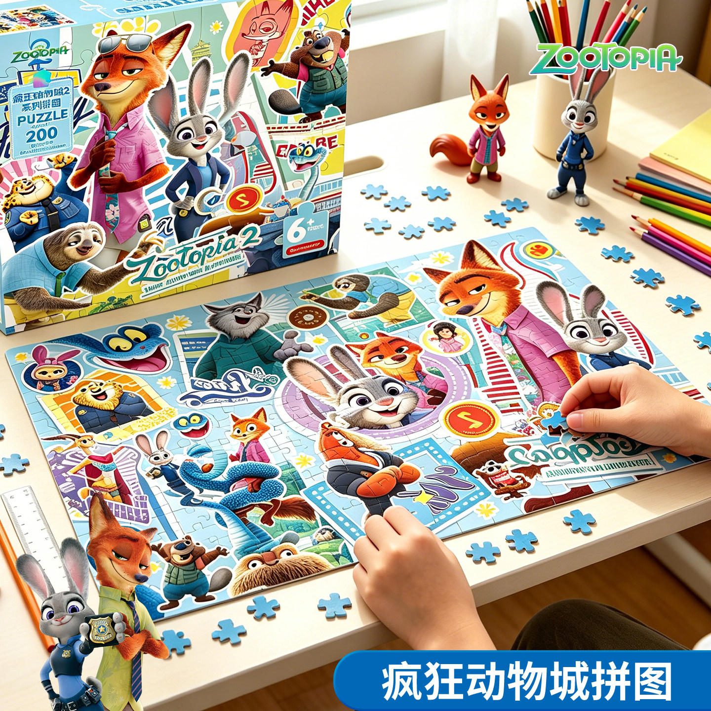 正版疯狂动物城儿童拼图100/200/300片6岁以上10岁益智拼板玩具男