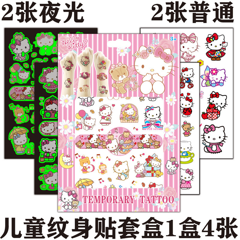 Hello Kitty Luminous Tattoo Stickers Kt Cat Transfer Stickers Kidsren's DIY Handmade Stickers Hello Kitty Luminous Tattoo Stickers Kt Cat Transfer Stickers Kidsren's DIY Handmade Stickers