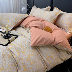Mercury Home Textiles 100% pure cotton thickened Brushed Four-Piece Set of Cotton Quilt Cover Bed Sheets Fitted Bed Sheets Autumn and Winter Bed