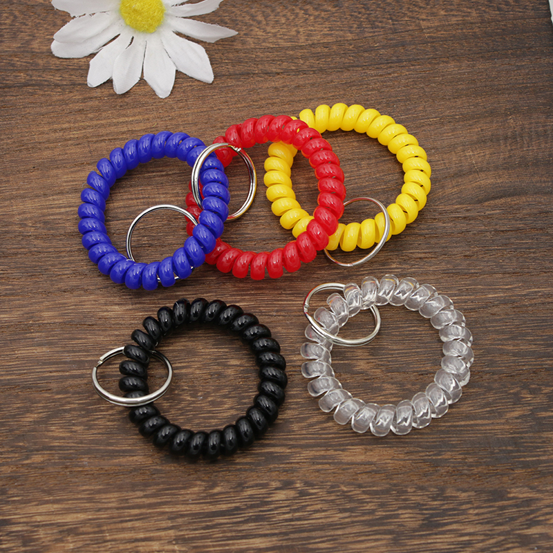 Telephone Cord Plastic Spring Ring Rope Locker Telephone Cord Keychain Hanging Bracelet Hair Ring Anti-Lost Keychain