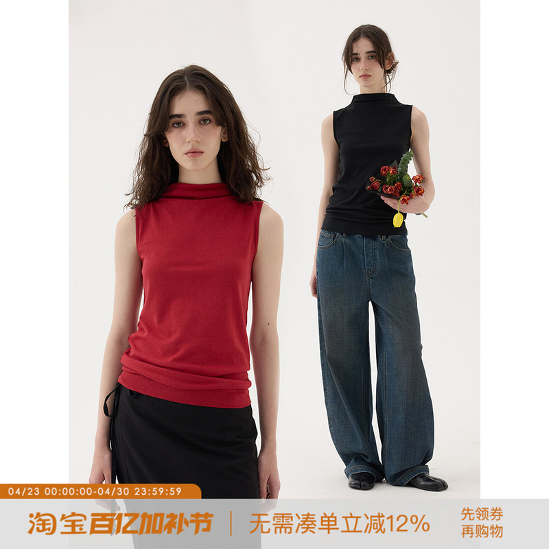 Romance Day Romantic Day·Tencel Cotton Boat Neck Waist-Slimming Sleeveless Knitted Vest Women's Top