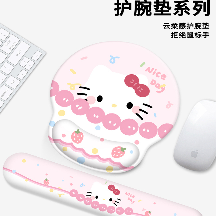 Cute Kitty Cat Wrist Rest Mouse Pad Thickened Hand Rest Pad for Girls Office Computer Desktop Non-Slip Wrist Pad