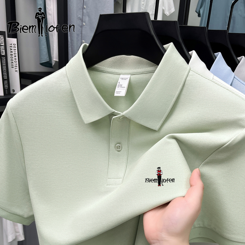 [Cooling Ice Oxygen Bar] Men's Short-Sleeved T-Shirt, High-End Brand, Summer Business Casual, Middle-Aged Lapel Polo Shirt