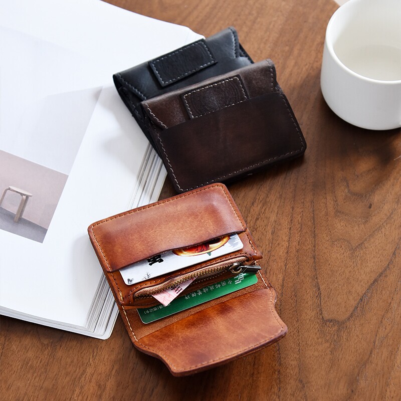 Retro Style Genuine Leather Short Wallet for Men with Multiple Compartments, Large Capacity, Id Card Holder, Horizontal Style, Brown Retro Style Genuine Leather Short Wallet for Men with Multiple Compartments, Large Capacity, Id Card Holder, Horizontal Style, Brown