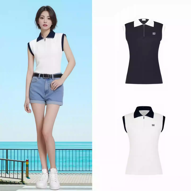 Korean Original Women's Sleeveless Golf Top 2025 Summer Sun Protection Quick-Drying Sports Lapel Vest for Women Korean Original Women's Sleeveless Golf Top 2025 Summer Sun Protection Quick-Drying Sports Lapel Vest for Women