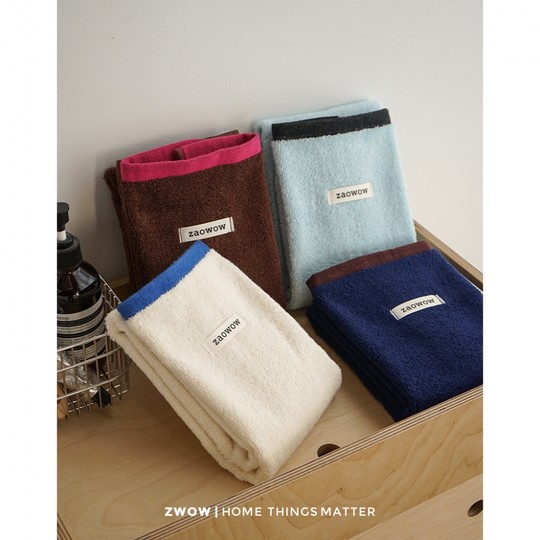 造卧zwow原创设计款小众款全棉纯棉纯色彩色撞色边柔软毛巾面巾