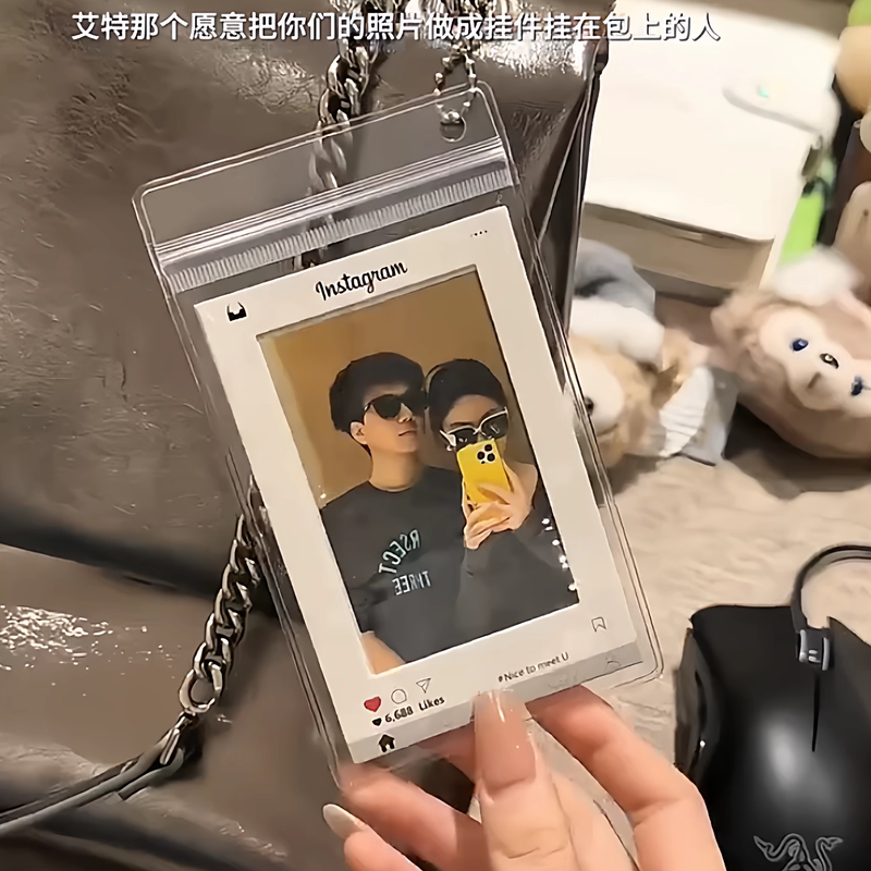 Girlfriend Photo Pendant Decoration for Bags DIY Polaroid Double-Sided Photo Couple Backpack Pendant Birthday Gift