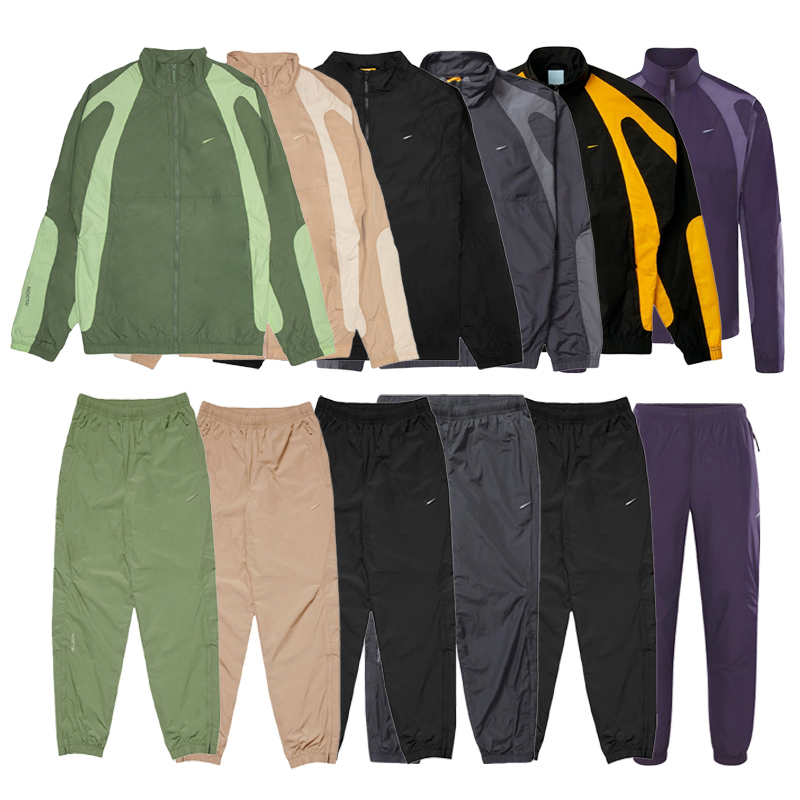 Nocta X Drake Collaboration Trendy Patchwork Quick-Dry Sports Zip-Up Jacket Set with Casual Pants