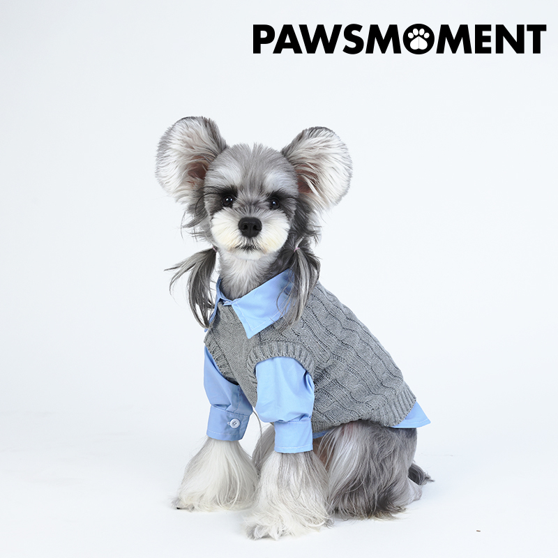 Pawsmoment·Miu Style Dog Clothes Spring Sweater Shirt Two-Piece Set Schnauzer Yorkshire French Bulldog
