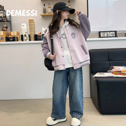 Korean Demessi Girls' Baseball Jacket Spring and Autumn 2025 New Stylish and Fashionable Sweatshirt Jacket for Older Girls Autumn Wear