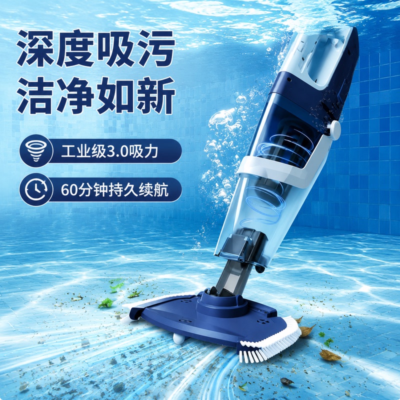 Swimming Pool Suction Cleaner, Wireless Sludge Cleaning Device, Handheld Cleaning Machine, Automatic Underwater Vacuum Cleaner for the Entire Pool