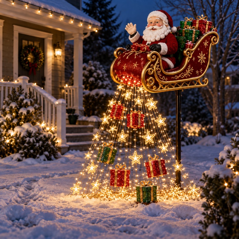 Santa Claus Sleigh Magic Fountain Christmas Snowman Decorations String Lights Cross-Border Santa Claus Moon Santa Claus Sleigh Magic Fountain Christmas Snowman Decorations String Lights Cross-Border Santa Claus Moon