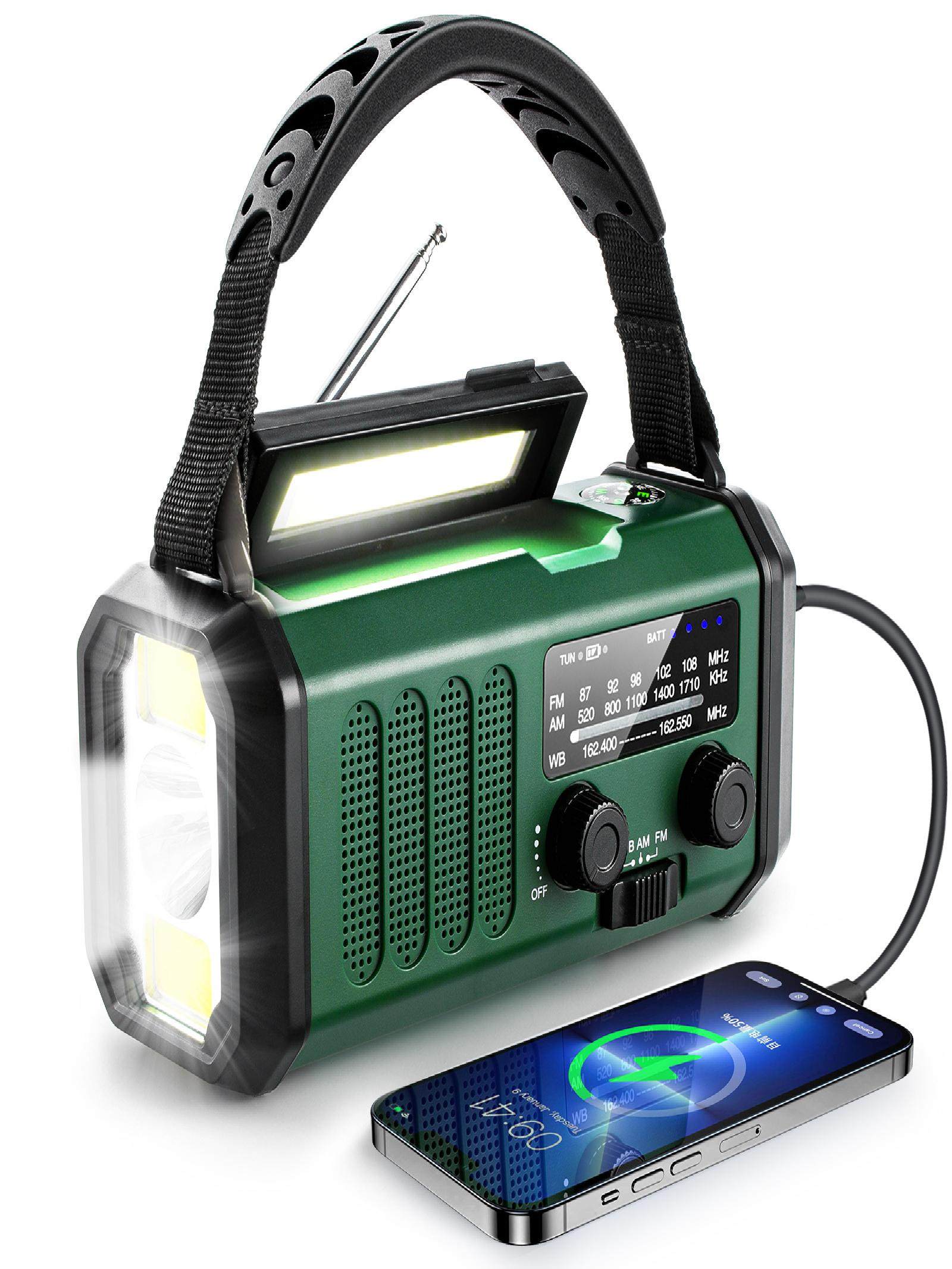 New Emergency Radio 20000Mah Outdoor Multi-Functional Hand-Cranked Radio Solar-Powered Hand-Cranked Flashlight
