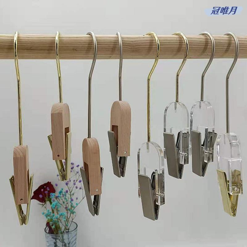 Clothing Store Coat and Hat Clips, Solid Wood Hooks, Scarf Hangers, Natural Wood Single Clips, Transparent Decorative Scarf S-Hooks