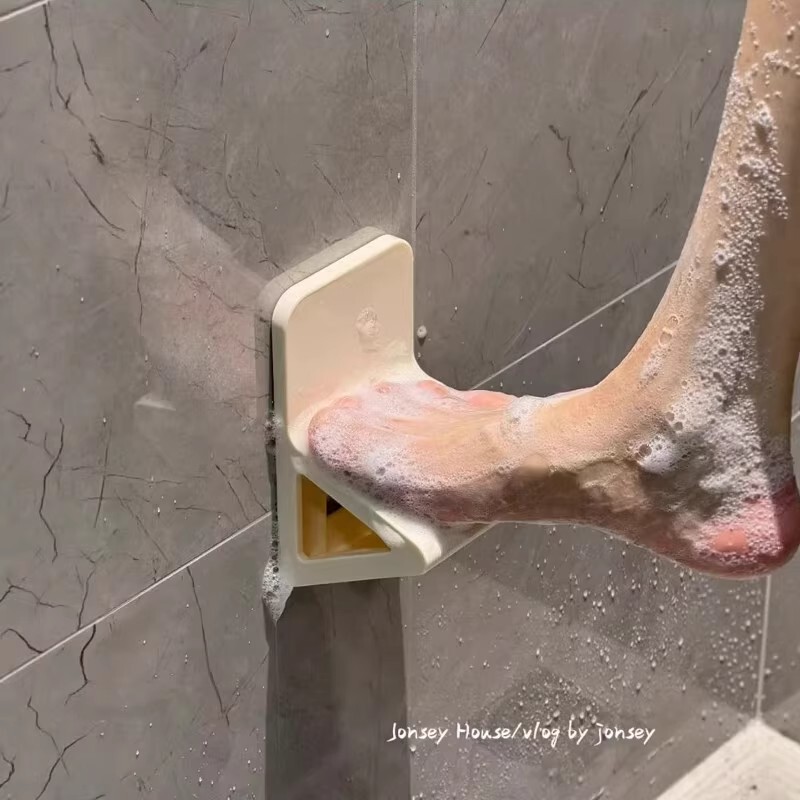 Bathroom Shower Foot Pedal, Suction Cup for Home Bathroom, No-Drill Footrest, No-Bending Bath Aid for Pregnant Women and the Elderly