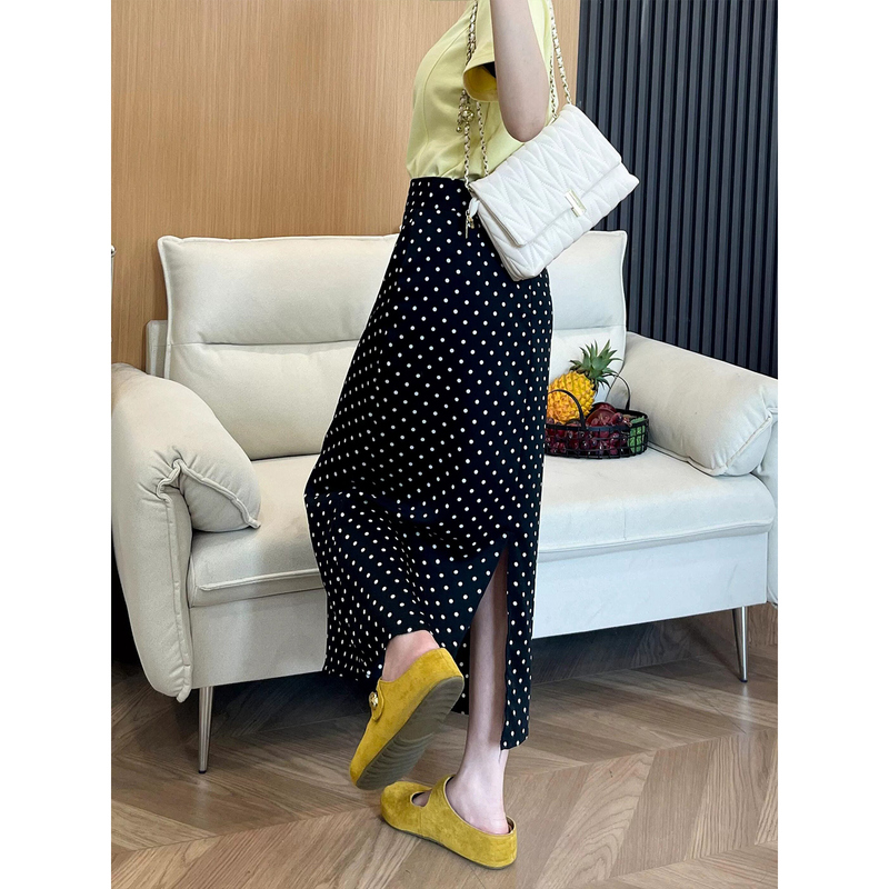 Black Polka Dot A-Line Blazer Skirt for Women 2026 New Summer Thin Style Plus Size Slimming Petite Long Skirt Black Polka Dot A-Line Blazer Skirt for Women 2026 New Summer Thin Style Plus Size Slimming Petite Long Skirt