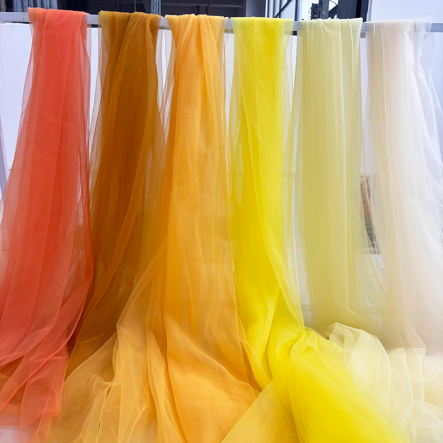 Soft Gauze Curtain in Off-White, Champagne, and Light Yellow for Wedding Reception Backdrop, Waterfall Gauze Decoration, Event Stage Layout, Mesh Gauze