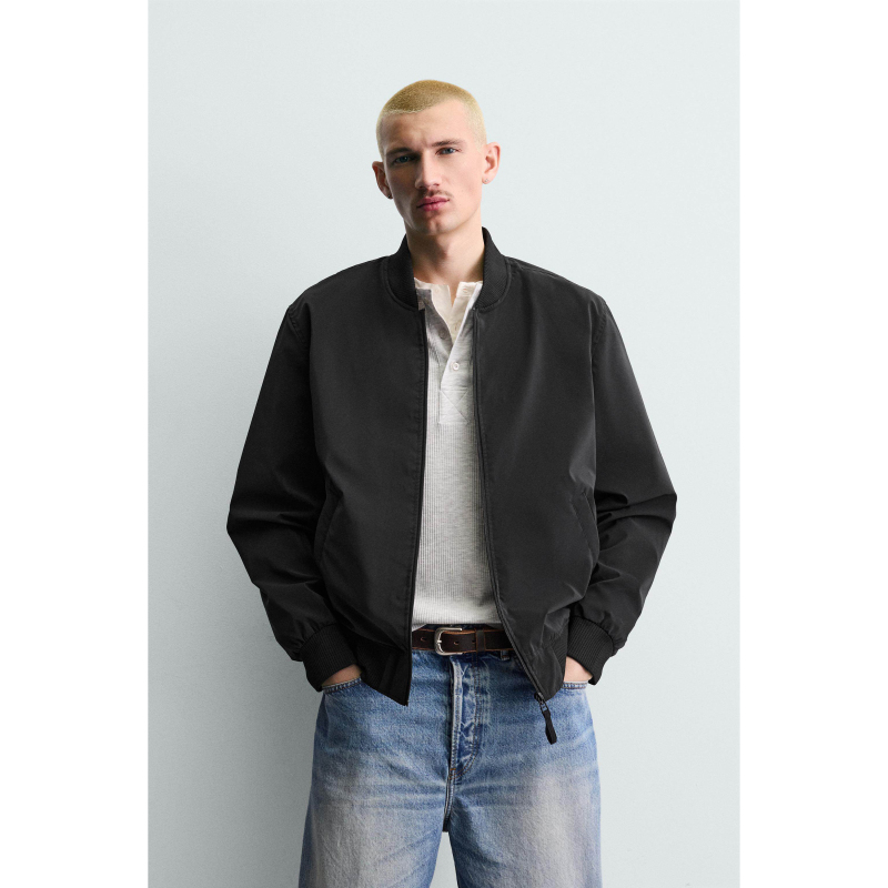 Cabinet 329! Za Spring New Arrivals Men's Lightweight Tech Fabric Bomber Jacket 4302460 800