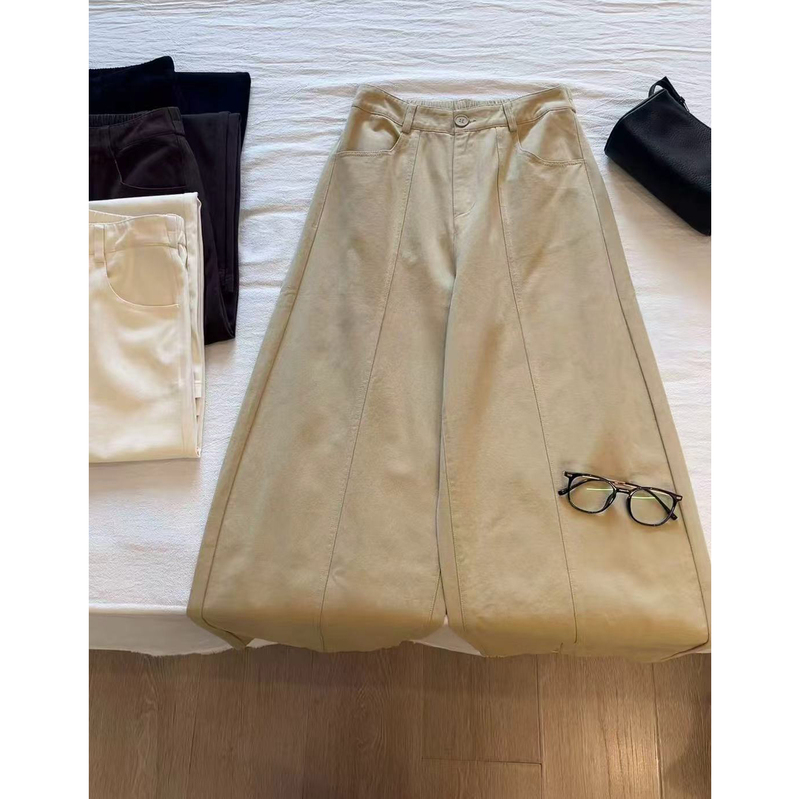 8.11 Autumn New Model Li-080811 Korean Style Semi-Elastic Waist Washed Cotton Micro-Flared Pants