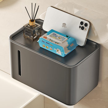 Bathroom Tissue Box Toilet Tissue Box Bathroom Toilet Tissue Placement Box Wall-Mounted Punch-Free Storage Rack