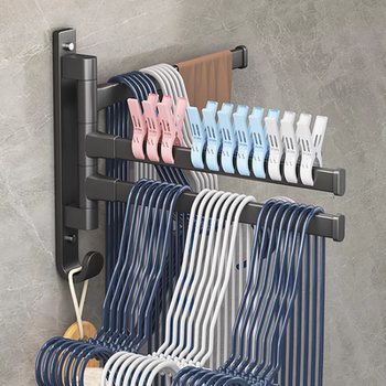 Balcony Clothes Hanger Storage Organizer Wall-Mounted Rack for Hanging Clothes, Bathroom Wall Towel Rack