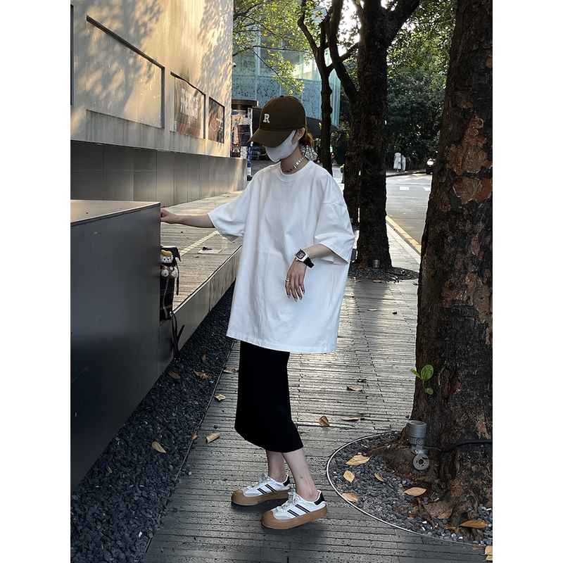 Jinyurs Walking Sculpture Simple and Elegant 425g Heavyweight Pure Cotton White Short-Sleeve Loose T-Shirt Jinyurs Walking Sculpture Simple and Elegant 425g Heavyweight Pure Cotton White Short-Sleeve Loose T-Shirt