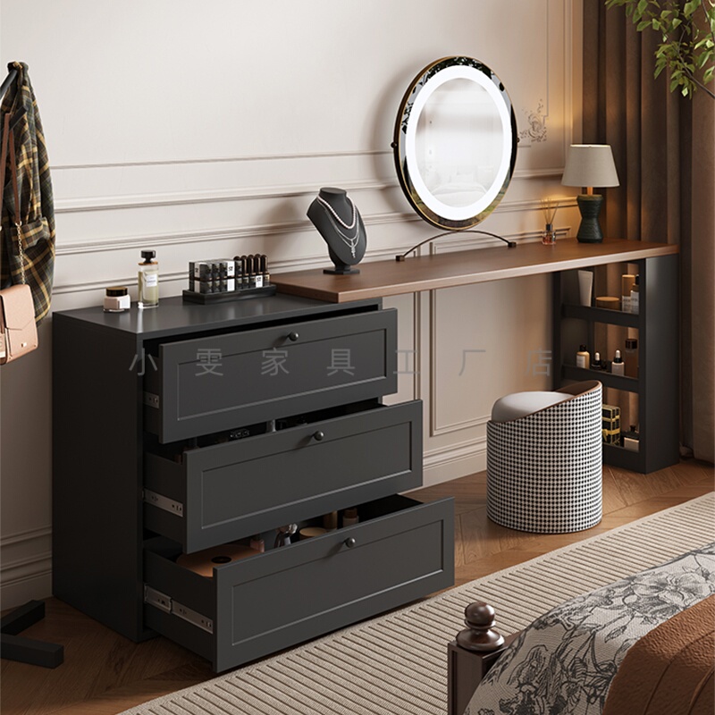 Steel Dressing Table with Integrated Chest of Drawers, Home Bedroom Storage Cabinet, Makeup Table, Living Room Floor-Standing Corner Wrought Iron Desk