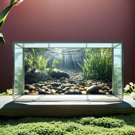 New Fish Tank Background Sticker 3D Stereo High-Definition Image 5D Aquarium Stream Tank Rock Landscaping Painting Self-Adhesive