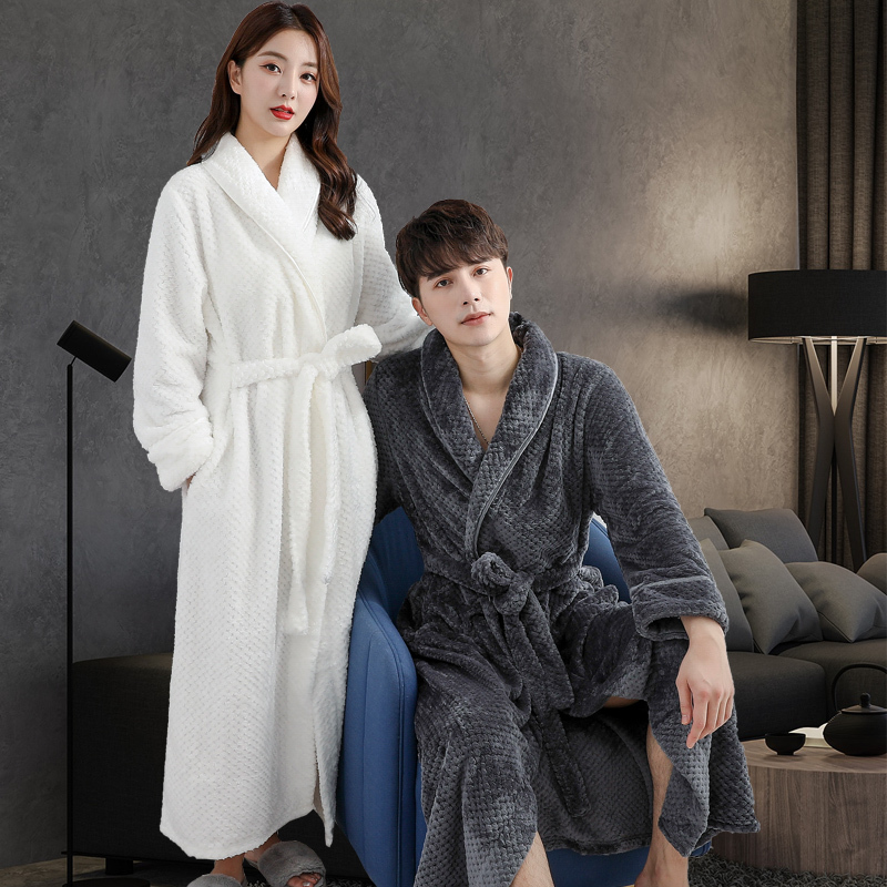 Thickened Sleep Robe for Men, Long Bathrobe for Women, Loose-Fitting One-Piece Pajamas, Warm Plus-Size Double-Sided Fleece Autumn and Winter Morning Robe for Women Thickened Sleep Robe for Men, Long Bathrobe for Women, Loose-Fitting One-Piece Pajamas, Warm Plus-Size Double-Sided Fleece Autumn and Winter Morning Robe for Women