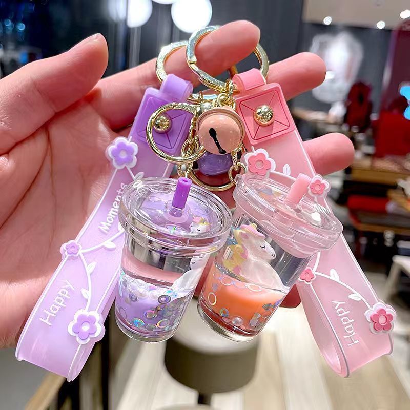 Couple Unicorn Quicksand Bottle Keychain Exquisite Bag Pendant Cute Girl Children's Schoolbag Decoration Small Gift