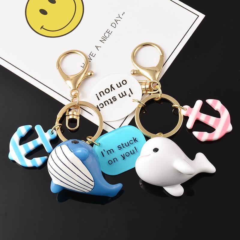 Korean-Style Cartoon Whale Couple Keychain Internet Celebrity ins Creative Car Keychain Women's Bag Pendant