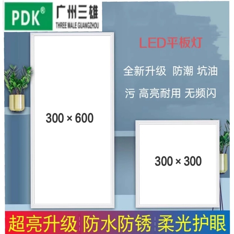 Guangzhou Sanxiong Pdk Integrated Ceiling 300*300*600 Led Flat Panel Light Aluminum Panel Kitchen Bathroom Light