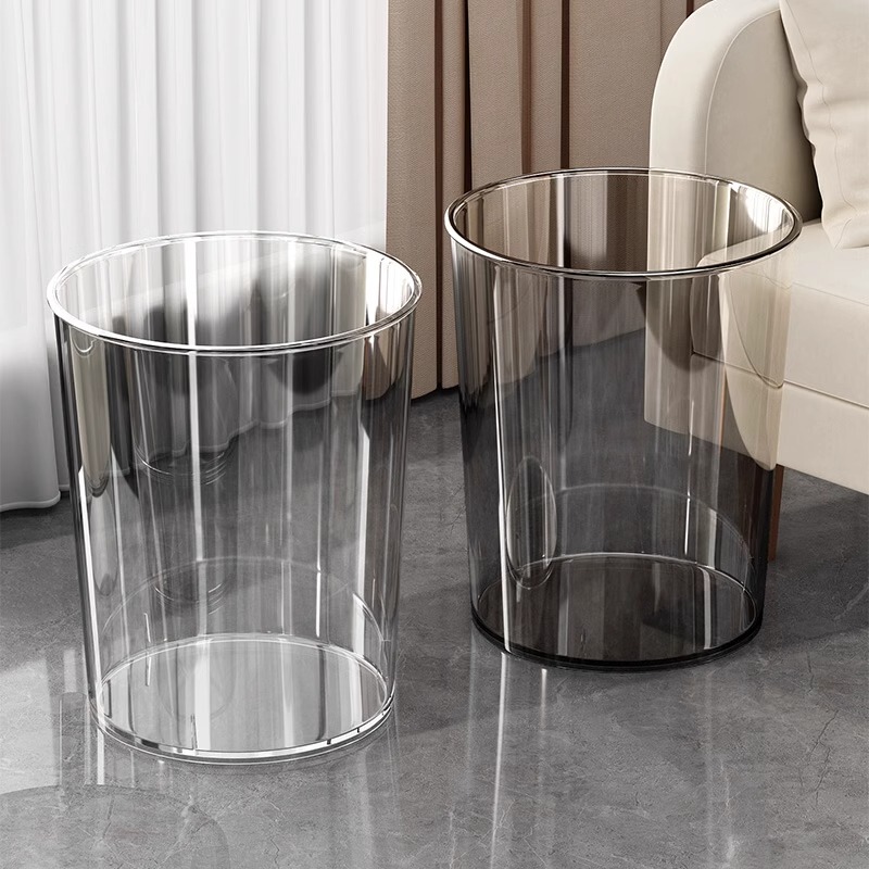 Trendy Trash Can for Home Use, Light Luxury, Transparent, Suitable for Bedroom, Bathroom, Simple Office, Living Room, Large Capacity Wastebasket, Large Size