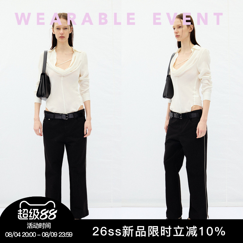 Wearable Event Silk Draped Collar Shirt Wearable Event Silk Draped Collar Shirt