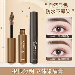 Xiaohongshu 눈썹 염색 크림 방수 방수 및 오래 지속되는 여성을위한 오래 지속되는 비 콜러리 브라운 눈 브라운 눈썹 이슬비 이중 머리 눈썹 연필 현기증을 방지합니다.