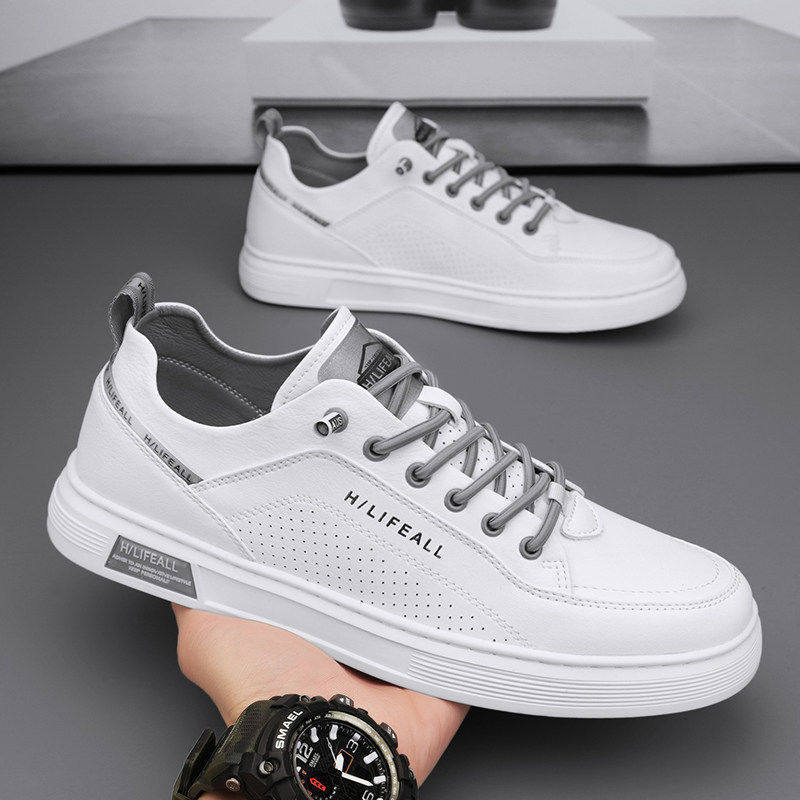 Domestic Brand Slip-On Men's Shoes, Summer Breathable Casual Shoes, Men's Sports Sneakers, Non-Slip, Waterproof, White Leather Shoes
