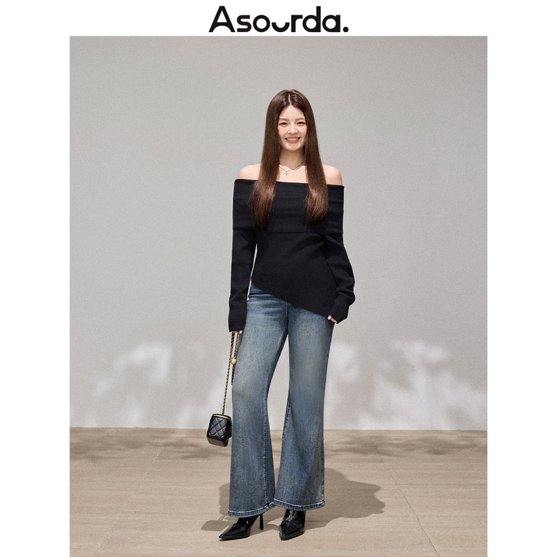 A Pair of Su Da Zhang Pang Pang [Pear-Shaped Flared] Bell-Bottom Pants, Pear-Shaped High-Waisted Plus-Size Slim-Fit Slimming Jeans