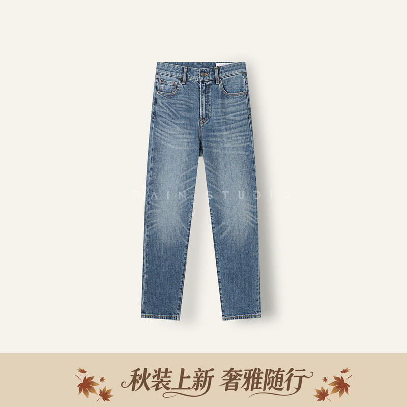 【Rain Studio】【Kaihara Okayama Kaihara Denim】High-Waisted Straight-Leg High-Quality Jeans