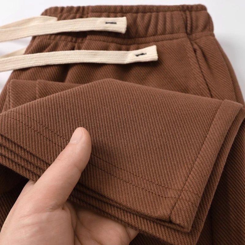 American Retro Straight-Leg Drapey Coffee-Colored Pants for Men, 300g Heavyweight Loose Brown Sweatpants, Autumn Melard