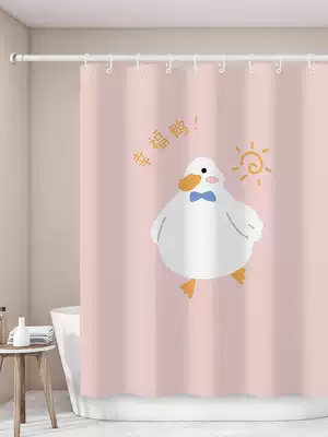 Cute duck cartoon shower curtain tarpaulin bathroom bath partition window powder room thickened mildew hanging curtain Korean style
