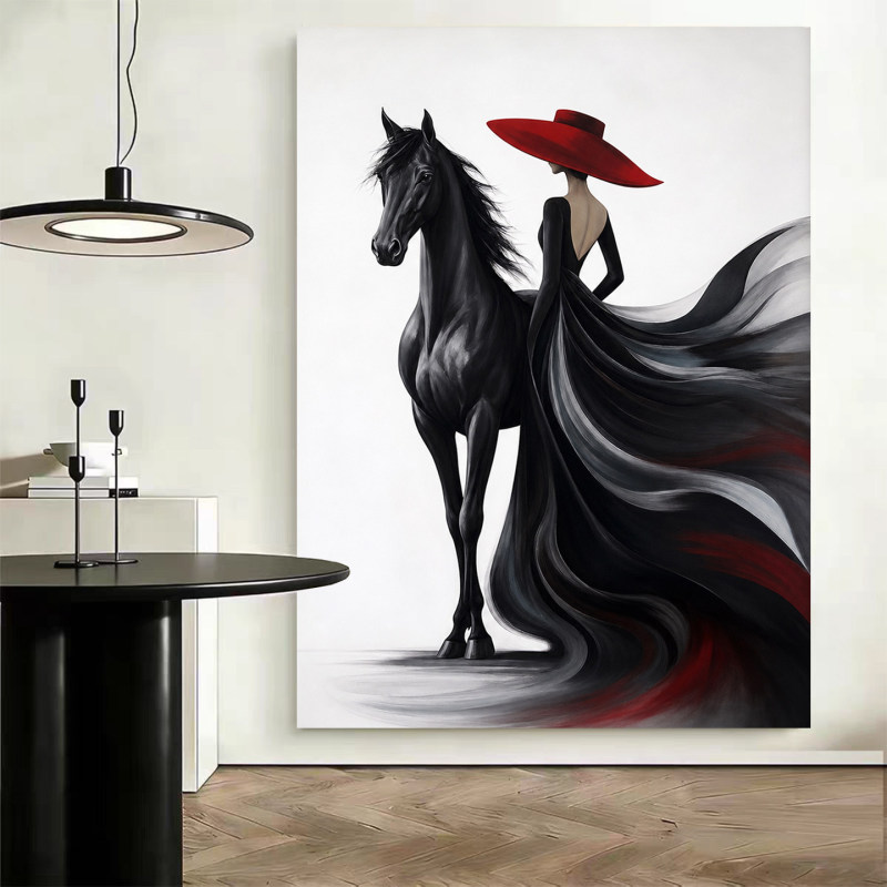 Italian Minimalist Black and White Art Living Room Background Wall Decorative Painting Modern Abstract Woman High-End Elegant Entrance Wall Art