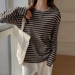Xinzhining striped round neck long-sleeved t-shirt